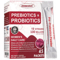 ZEBORA Probiotics for Women - 100-Billion CFUs, Prebiotics, D-Mannose & Cranberry, 45 Packets