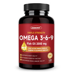 ZEBORA Triple Omega bottle showcases heart and brain support potential