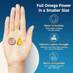 ZEBORA triple-strength omega-3 softgel pour demonstrating convenient daily supplement.