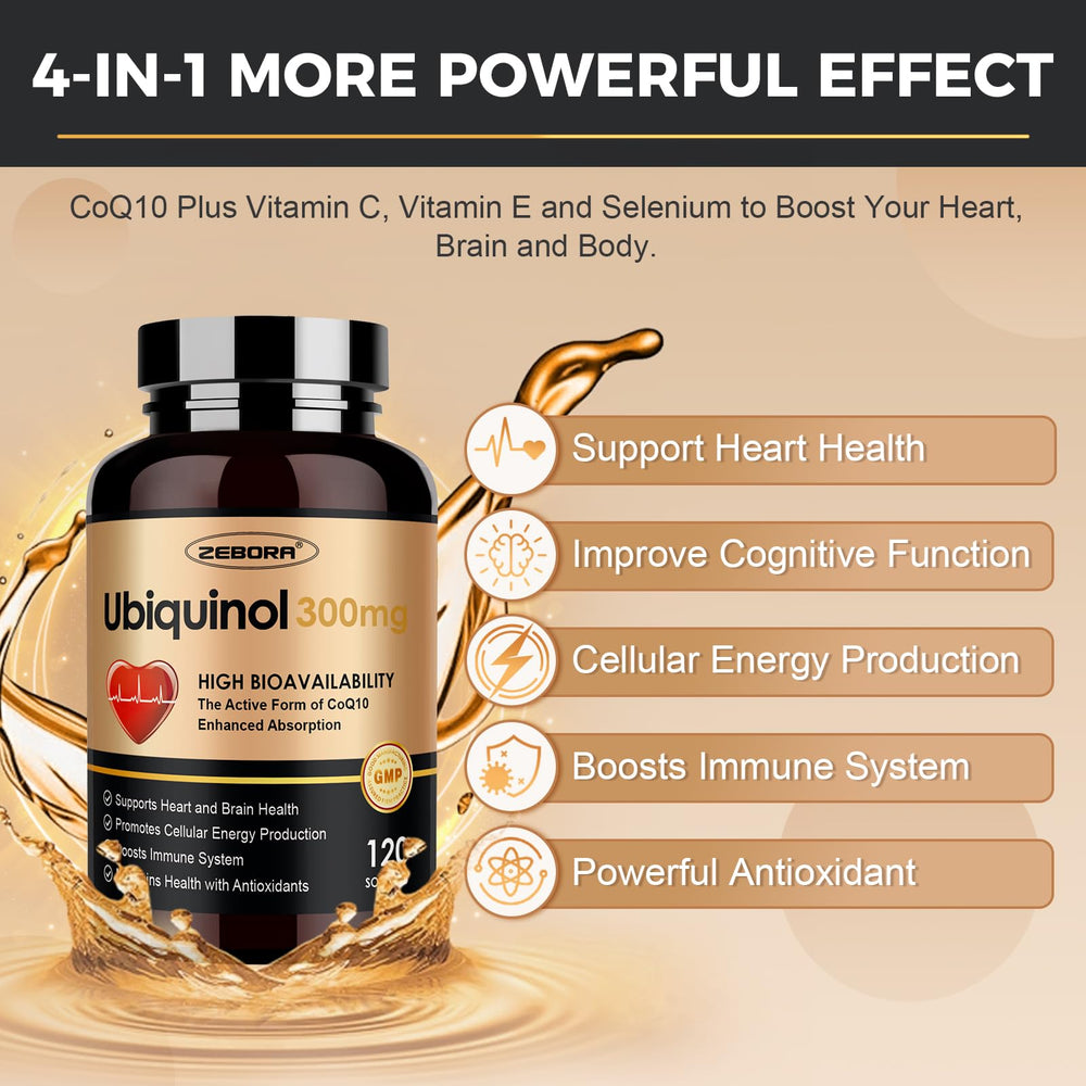 Product label close-up shows enhanced absorption technology for CoQ10.