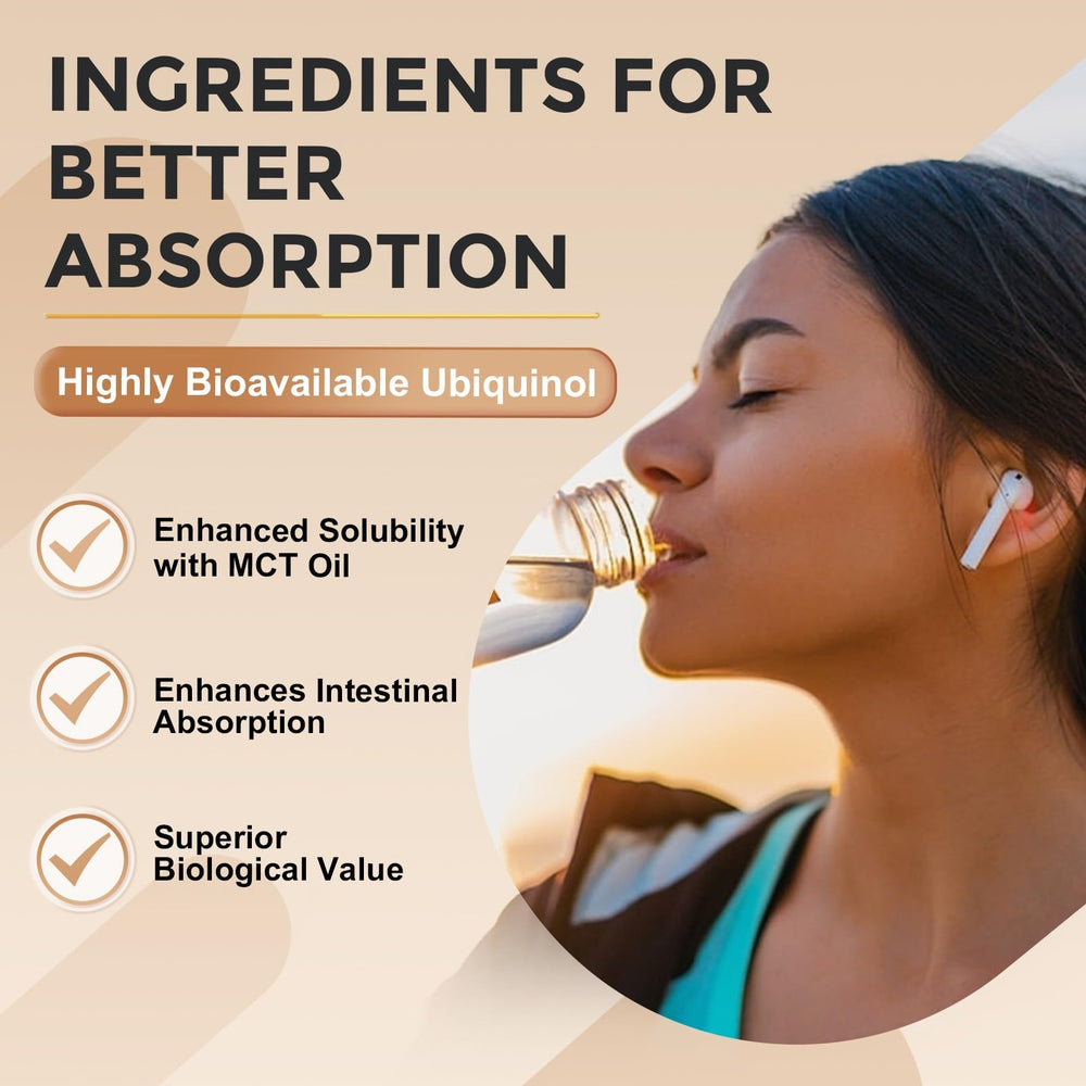 ZEBORA Ubiquinol CoQ10 packaging closeup highlighting natural ingredients