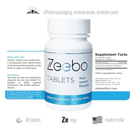 Zeebo Placebo packaging close-up with compliant labeling.