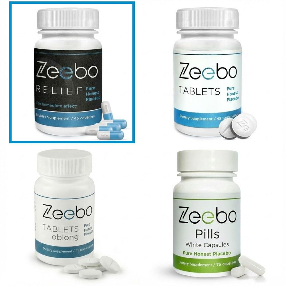 Zeebo Placebo Pills blue-white capsule showing distinctive design option.