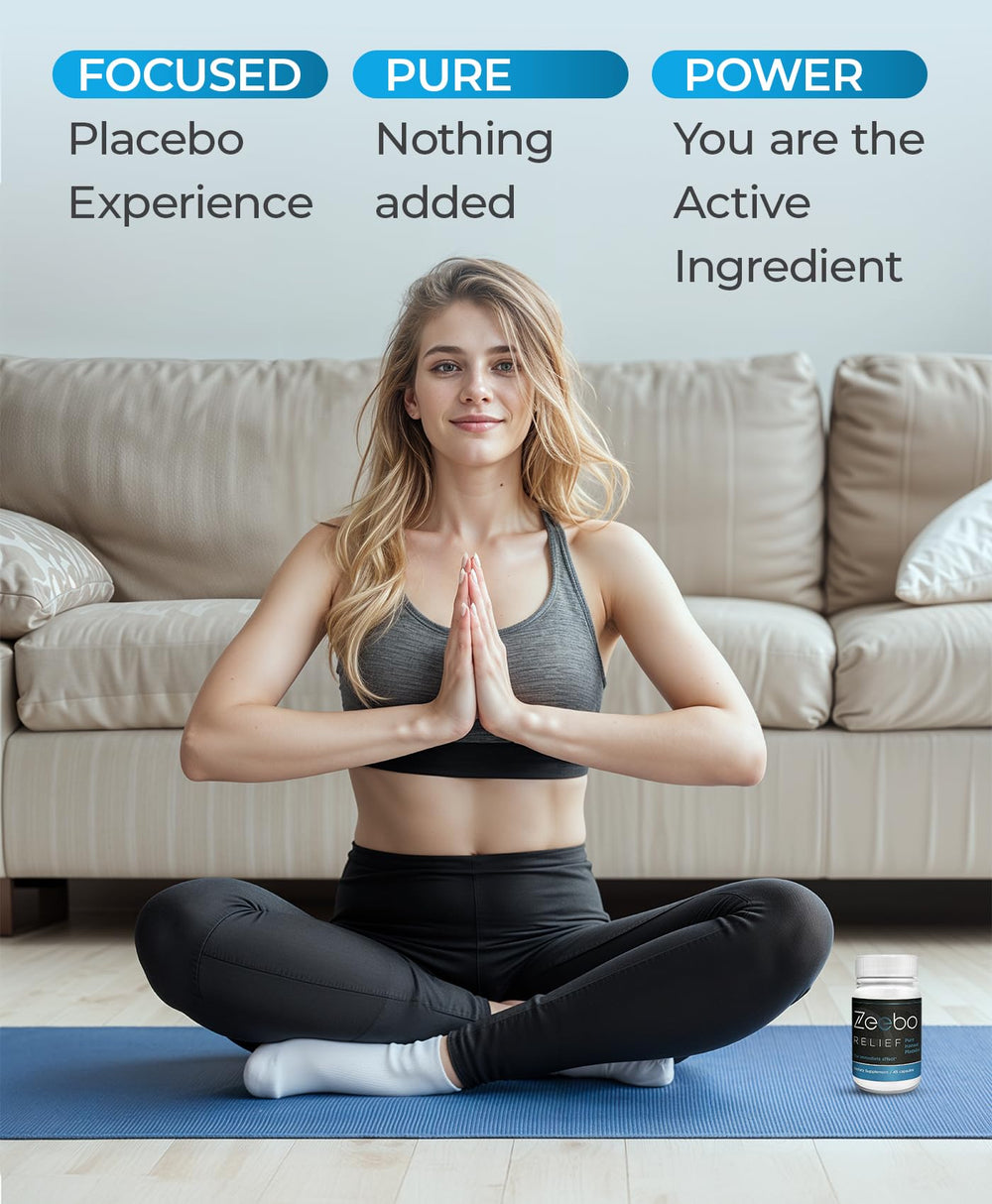 Zeebo Placebo Pills container front with 45-unit bottle and label.