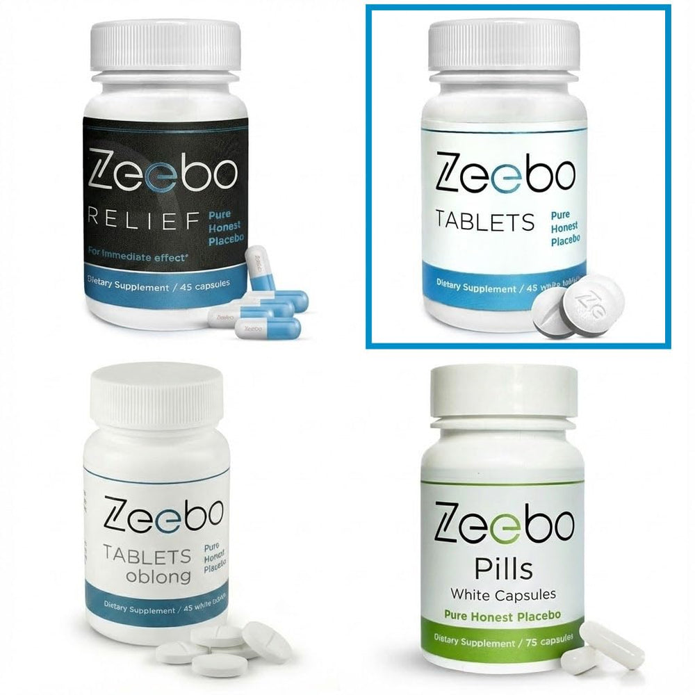 Zeebo Placebo white tablet detail shows clean design.