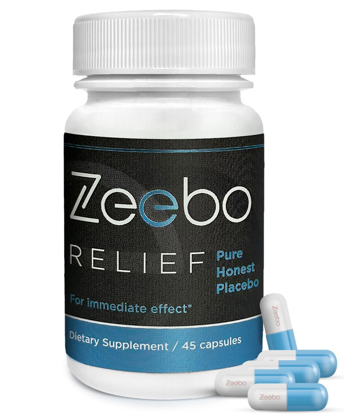 Zeebo Placebo Pills white tablet for easy daily use and consistent 250mg units.