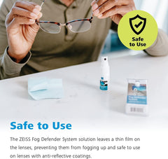 Lenses treated with ZEISS Fog Defender System stay clear during wear