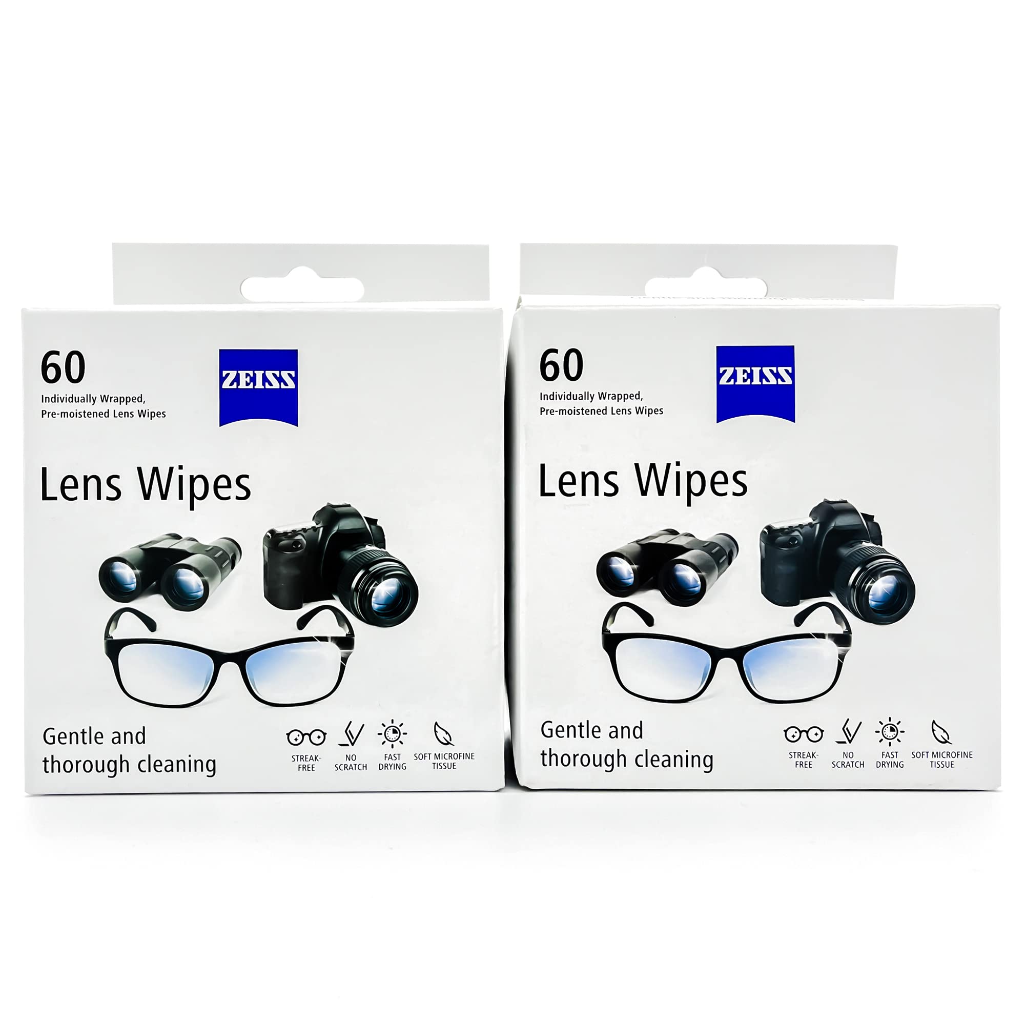 ZEISS Lens Cleaning Wipes pack 120 for portable, streak-free eyeglass cleaning.