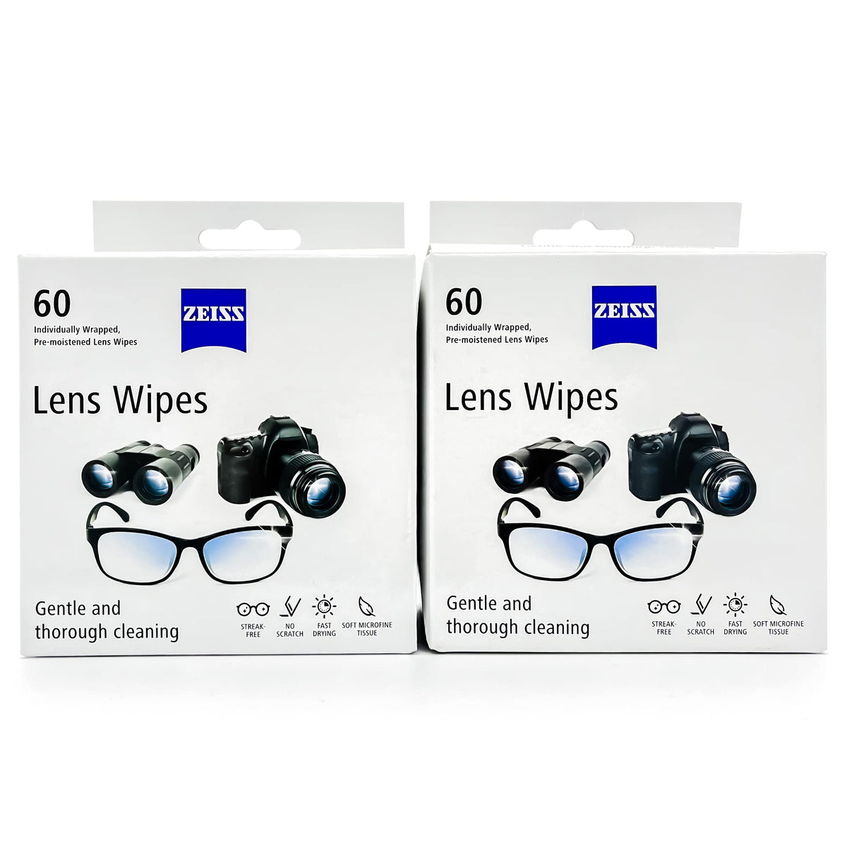 ZEISS Lens Cleaning Wipes pack 120 for portable, streak-free eyeglass cleaning.