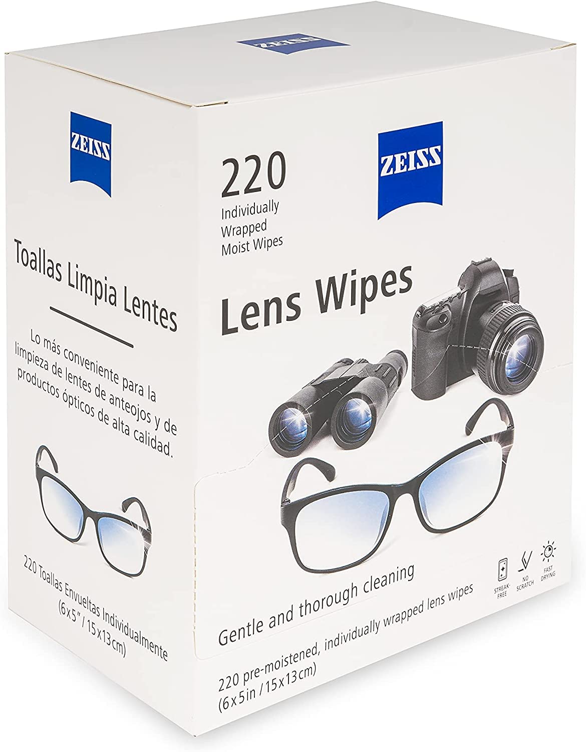 ZEISS lens wipes on desk-ready setup for clean glasses without streaks.