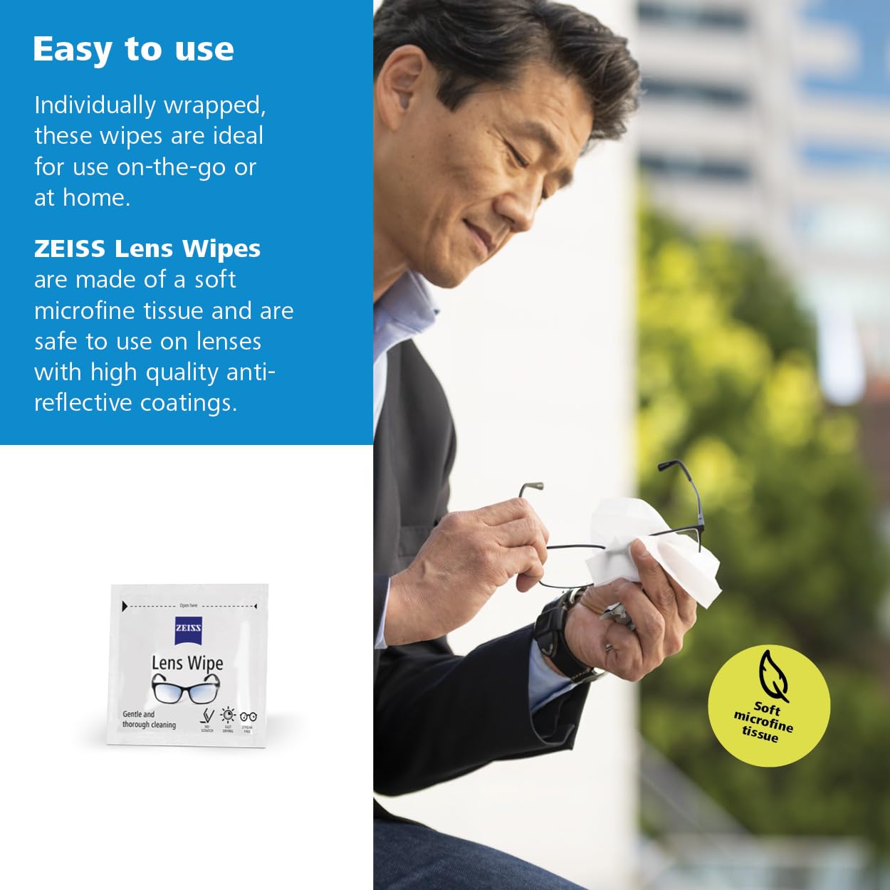 ZEISS wipe for webcams, binoculars and microscopes for a clear view.