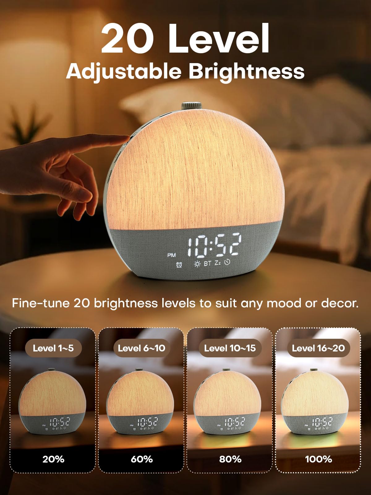 Zelaclock Sunrise Alarm Clock compact Nordic design fits small rooms.