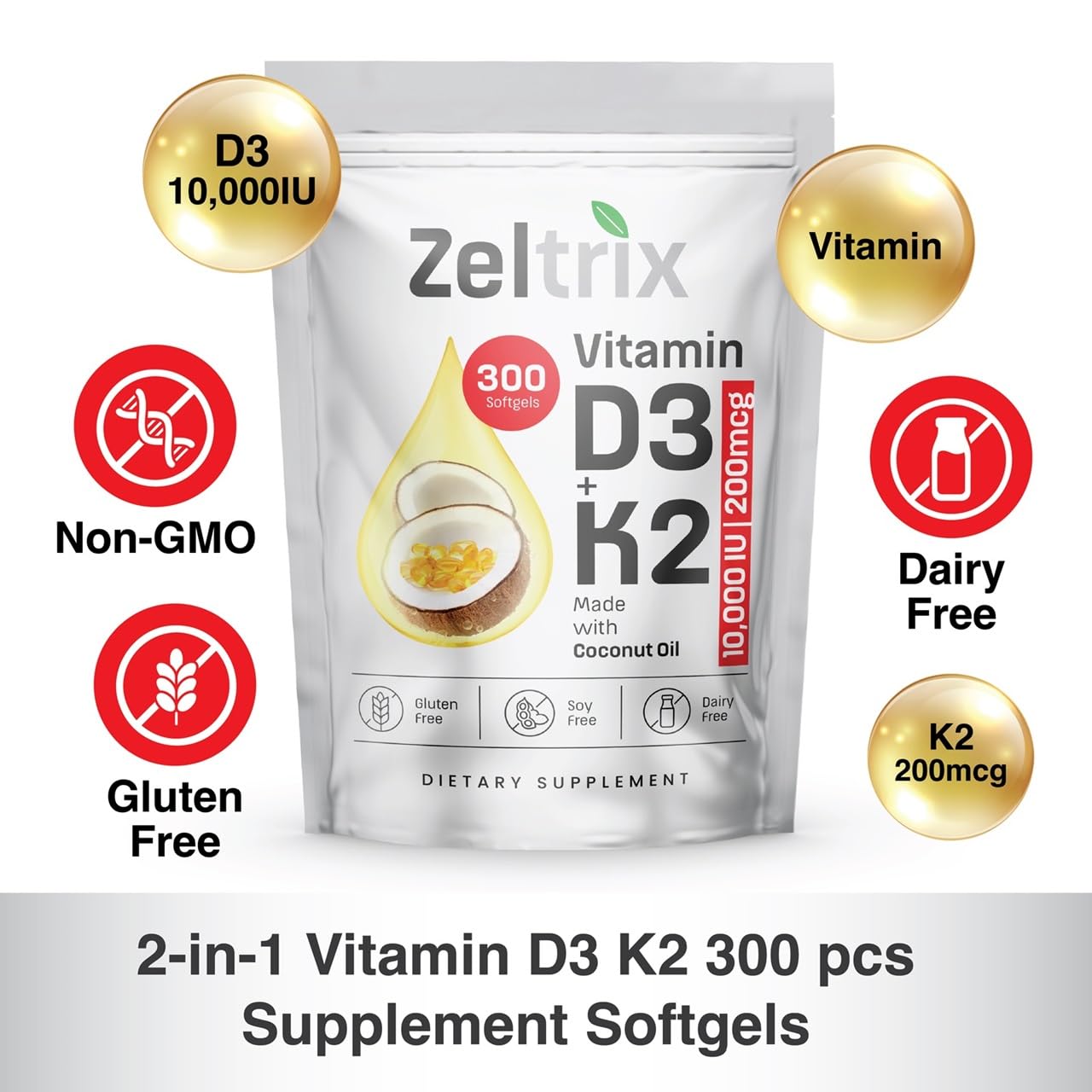 Zeltrix bottle label shows non-GMO and gluten-free ingredients