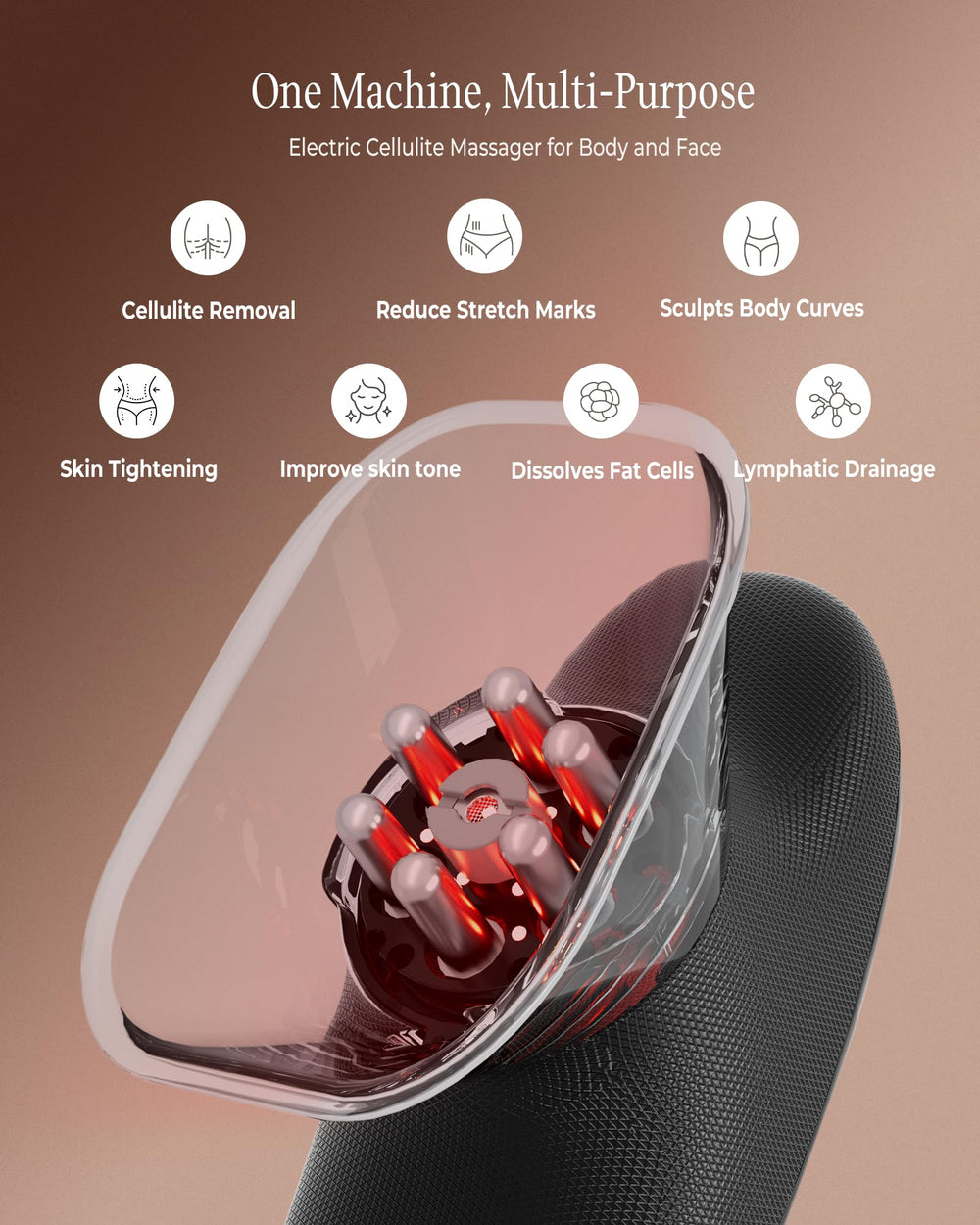 Zelvory body mode with adjustable intensity for full-body contouring.