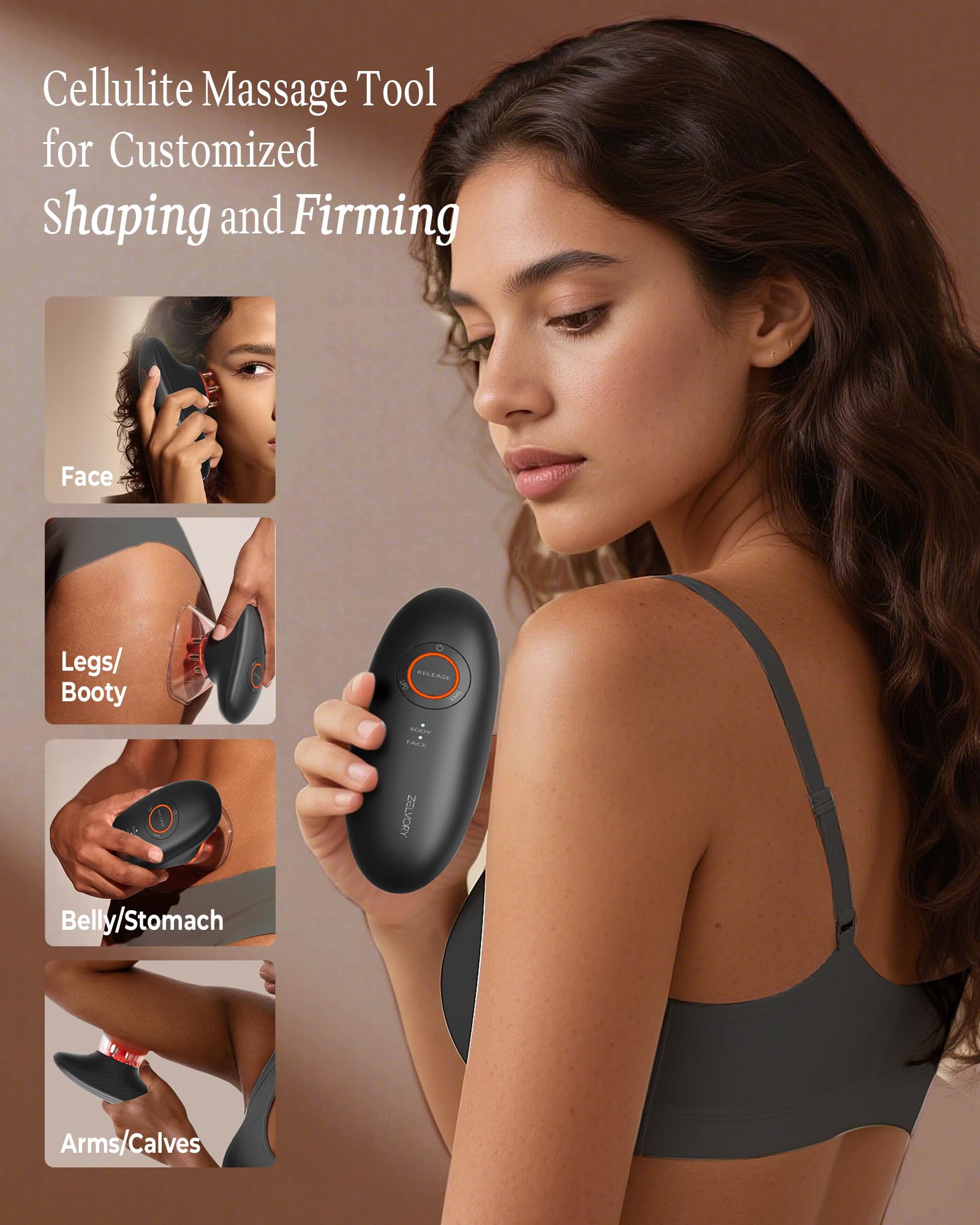 Zelvory targeted cup close-up for abdomen shaping and deeper massage.
