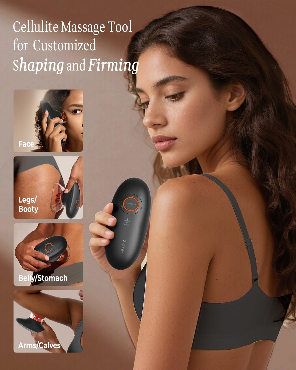 Zelvory targeted cup close-up for abdomen shaping and deeper massage.