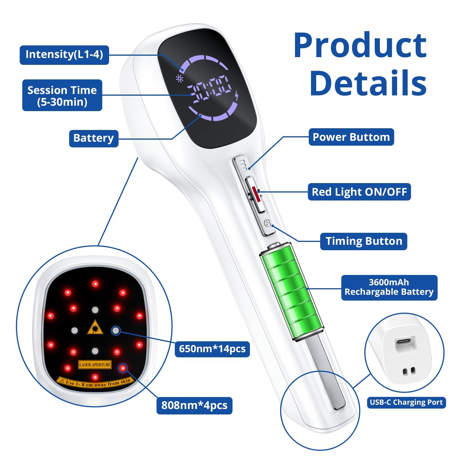 Zelvory handheld LLLT wand used for targeted muscle and joint support.