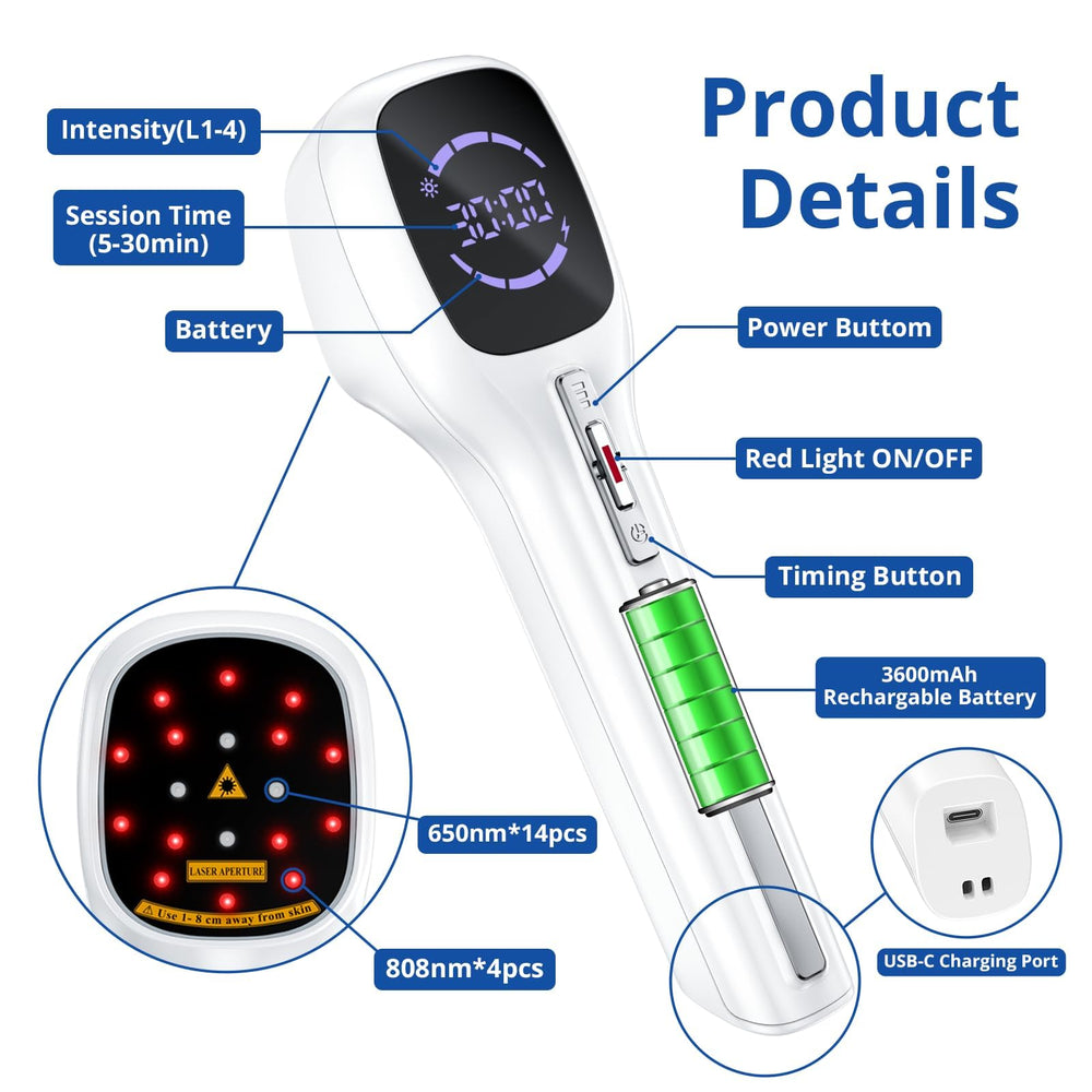 Zelvory handheld LLLT wand used for targeted muscle and joint support.