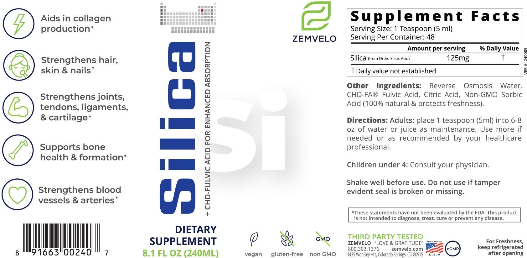 Zemvelo Liquid Ionic Silica bottle pour illustrating daily use