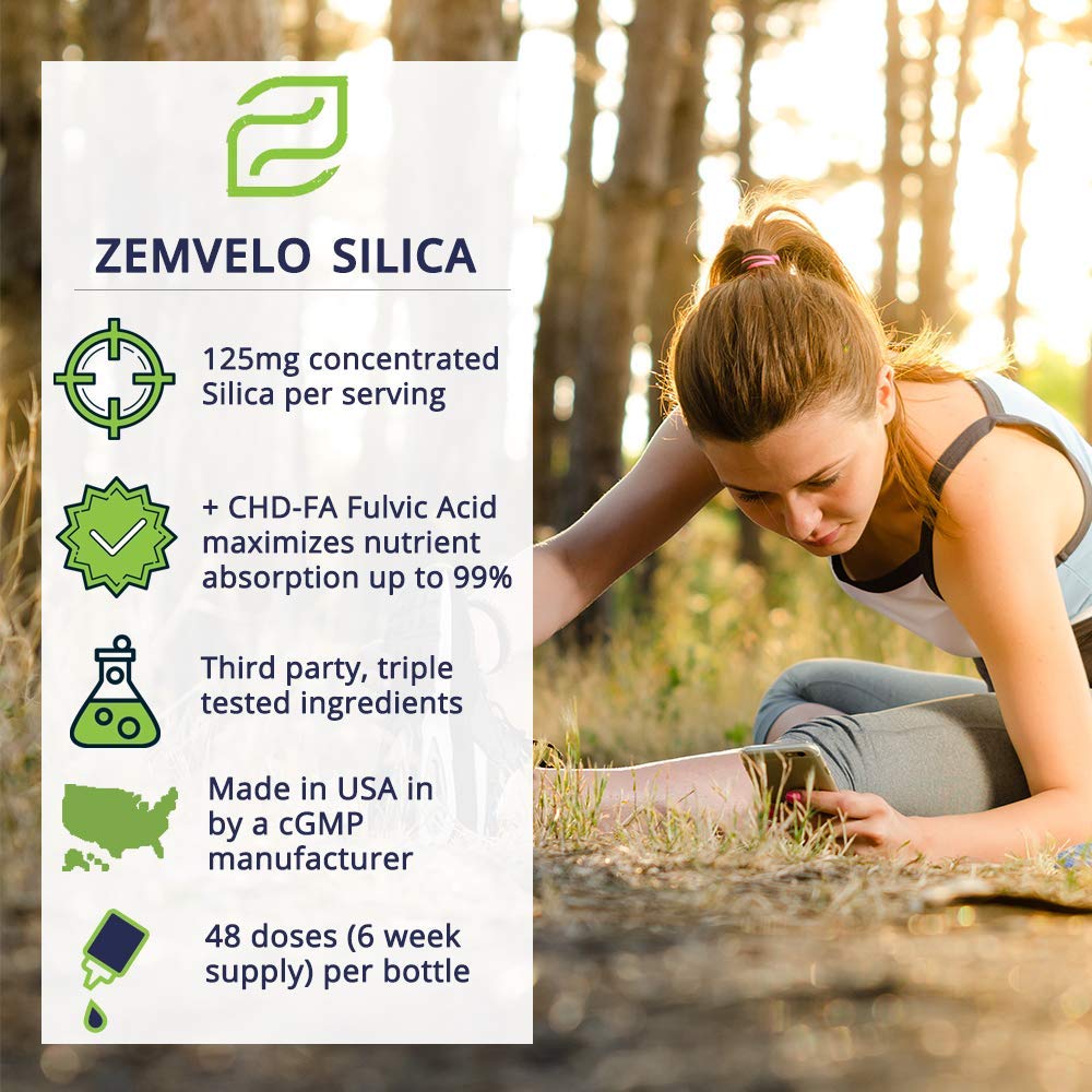Zemvelo Liquid Ionic Silica imagery for hair, skin and nails vitality