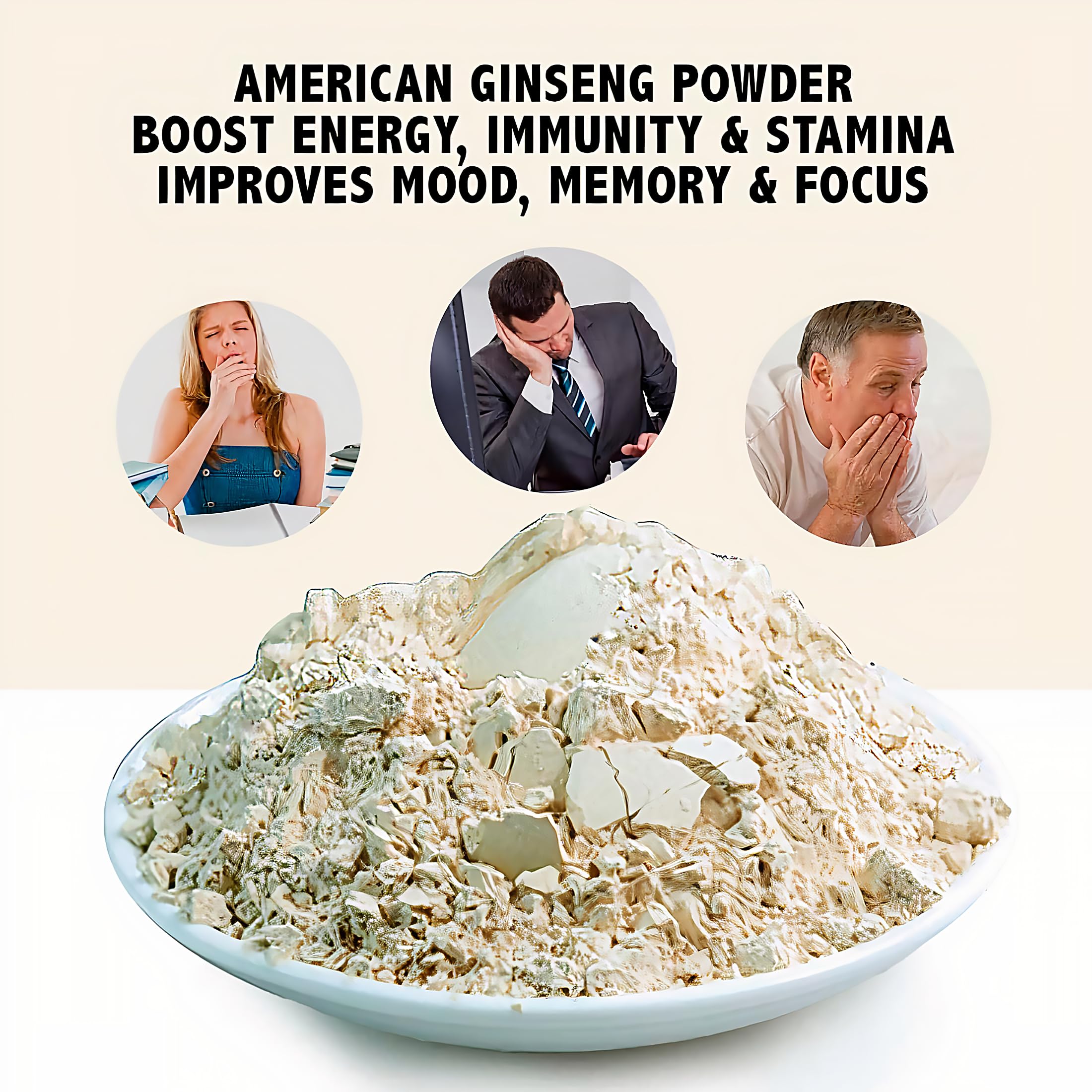 Zen Ginseng Powder back label—high potency, non-GMO, gluten-free for daily support.