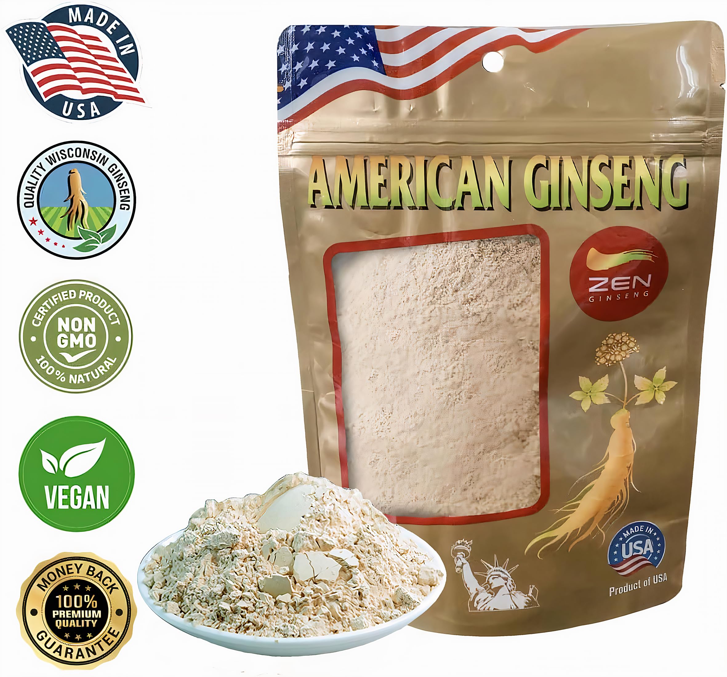 Zen Ginseng Powder Wisconsin-grown, USA-made—trusted sourcing.