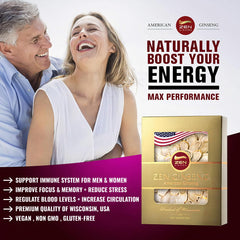 Zen Ginseng USA-made packaging highlights quality and US origin.
