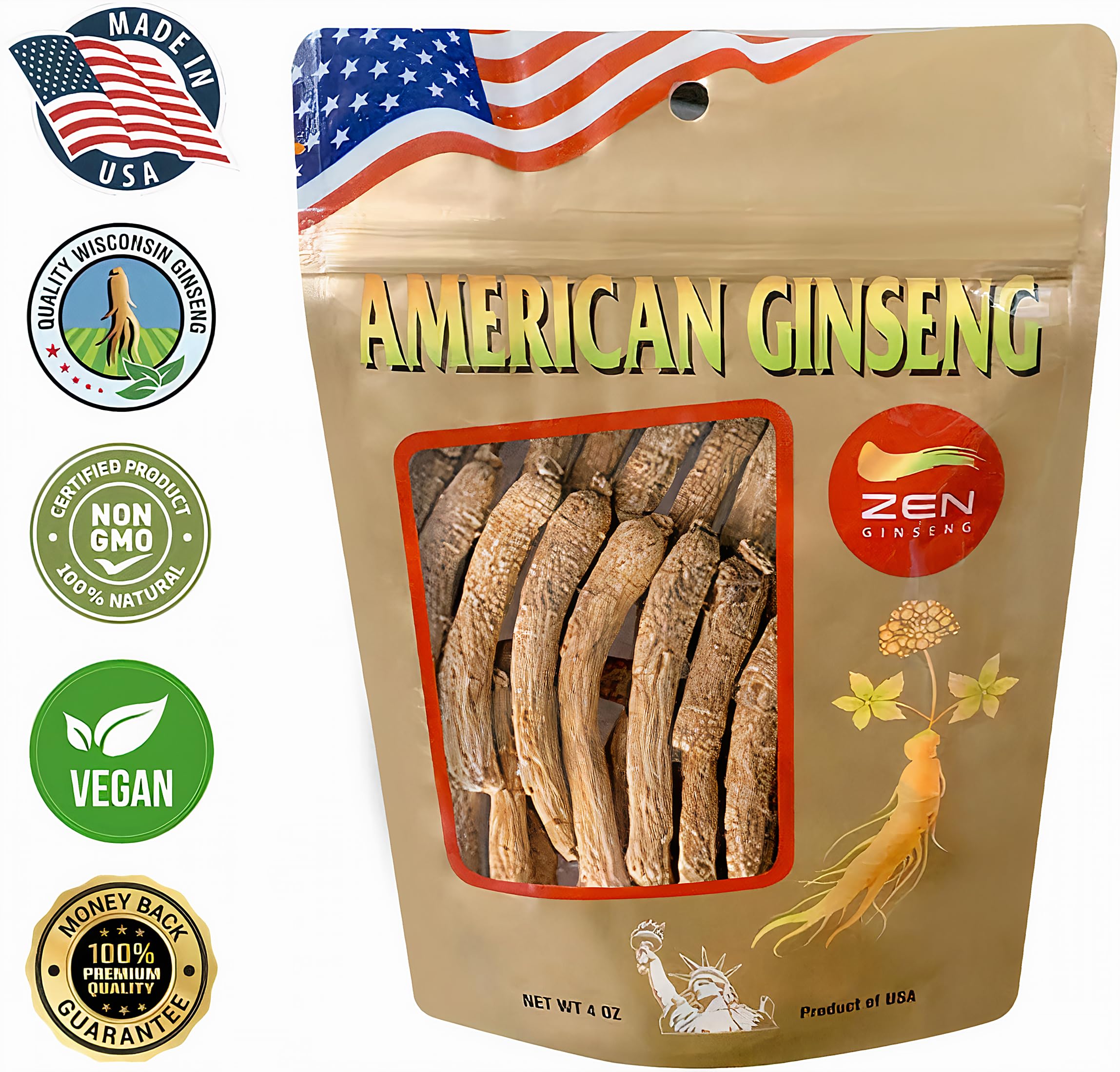 Zen Ginseng vegan, Non-GMO label supports clean recipe choices.