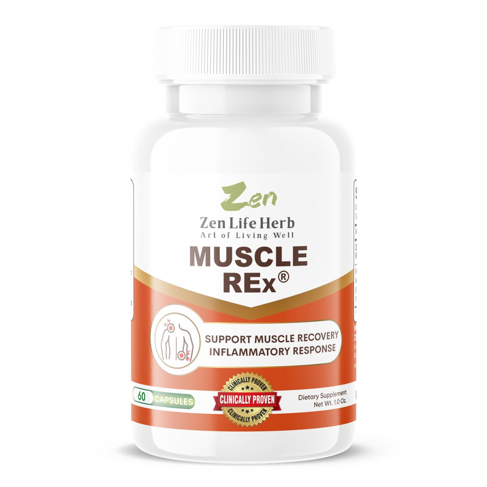 ZEN LIFE HERB Muscle REx bottle showing plant-based joint and muscle support