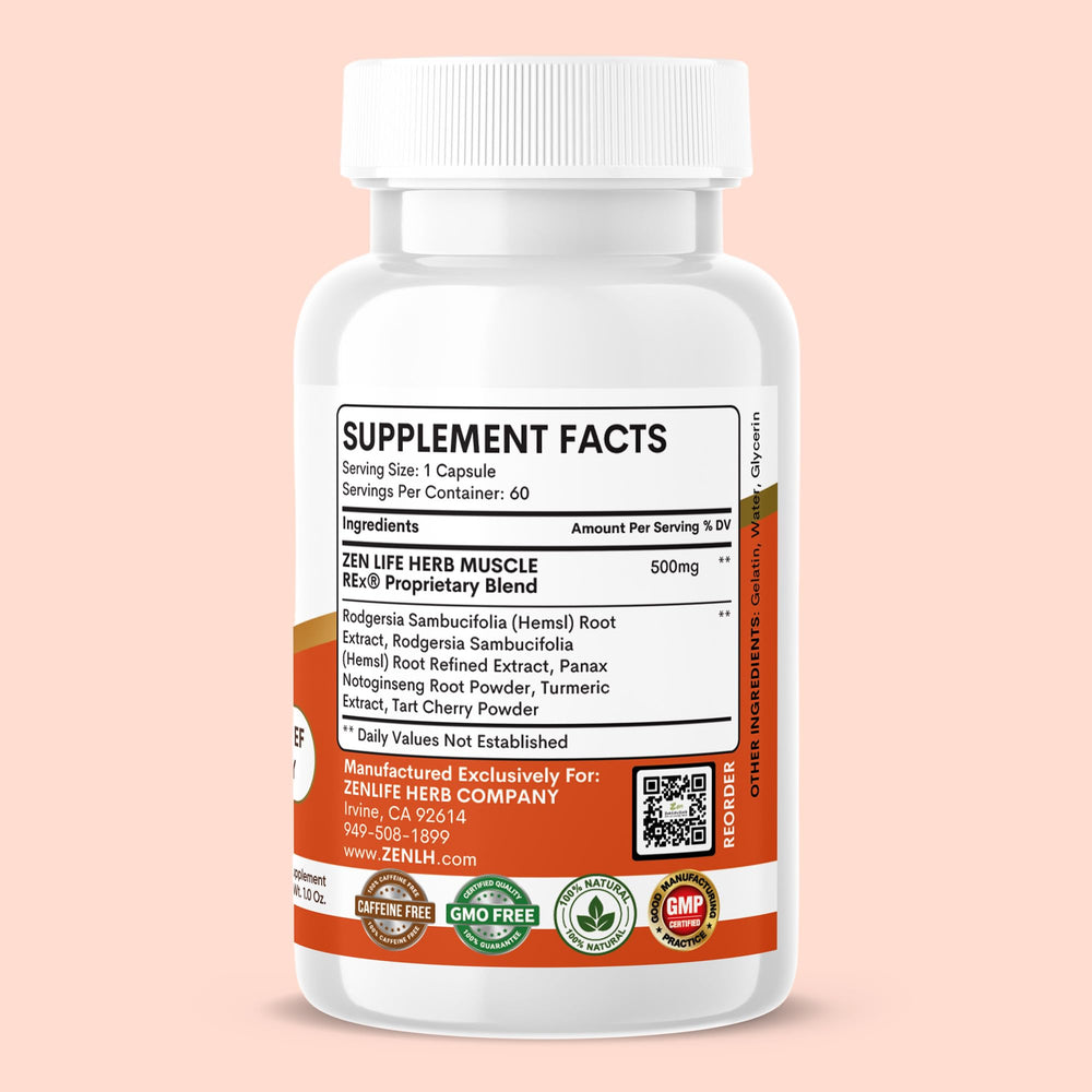 ZEN LIFE HERB Muscle REx with meals reminder to maximize absorption
