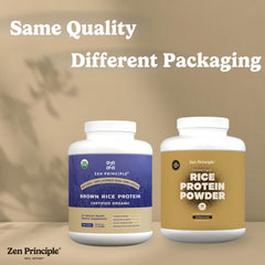 Zen Principle Organic Brown Rice Protein being poured into a glass for a smoothie