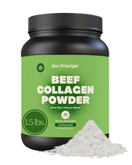 Zen Principle grass-fed collagen bottle for daily skin and joint support.