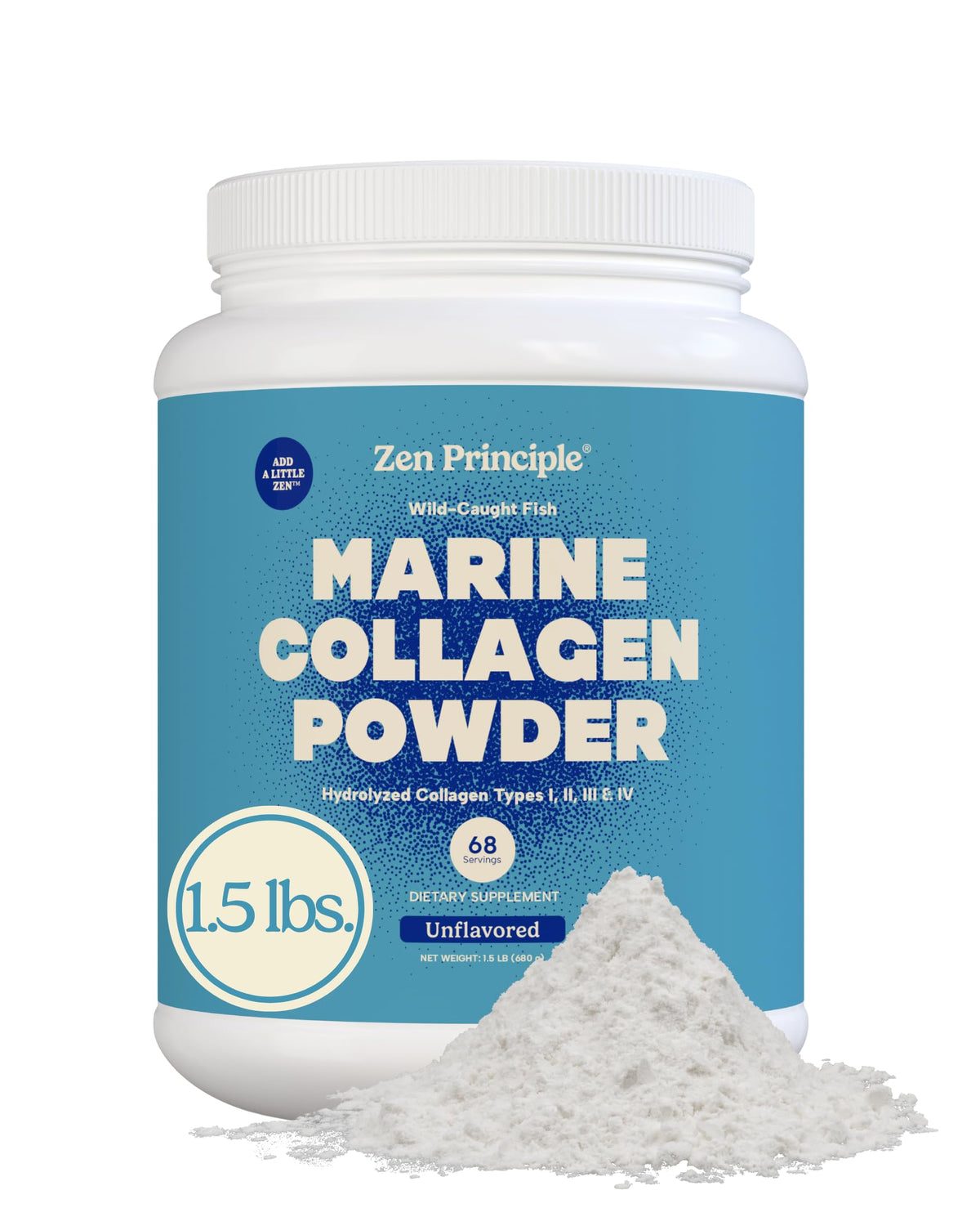 Zen Principle Marine Collagen Powder bottle prepared for daily skin and joint support.