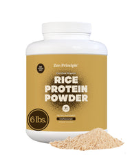 Zen Principle Organic Brown Rice Protein jar front showing freshness and organic quality for daily protein