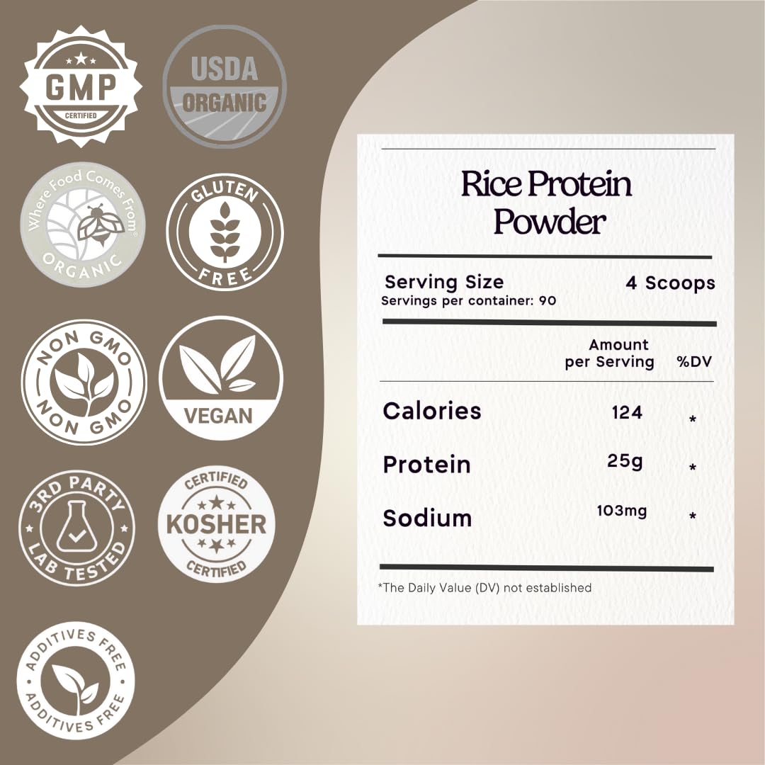 Zen Principle Organic Brown Rice Protein scoop on a scale showing a 26g serving