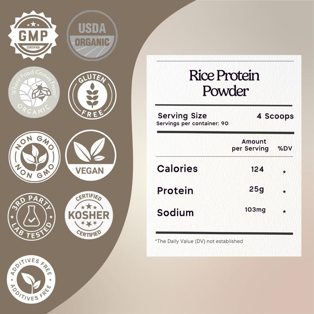 Zen Principle Organic Brown Rice Protein scoop on a scale showing a 26g serving