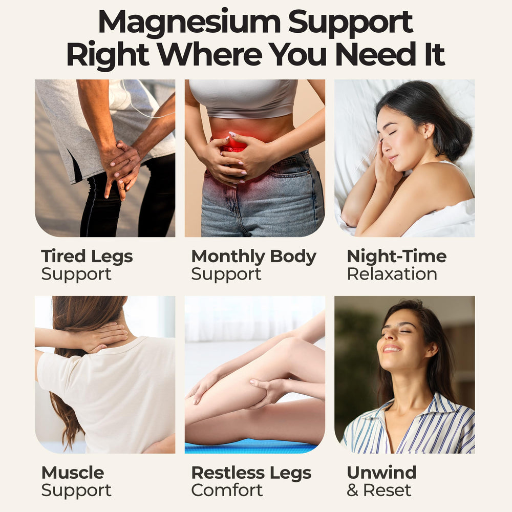 Zen Routine magnesium oil on feet for tired feet and improved circulation.