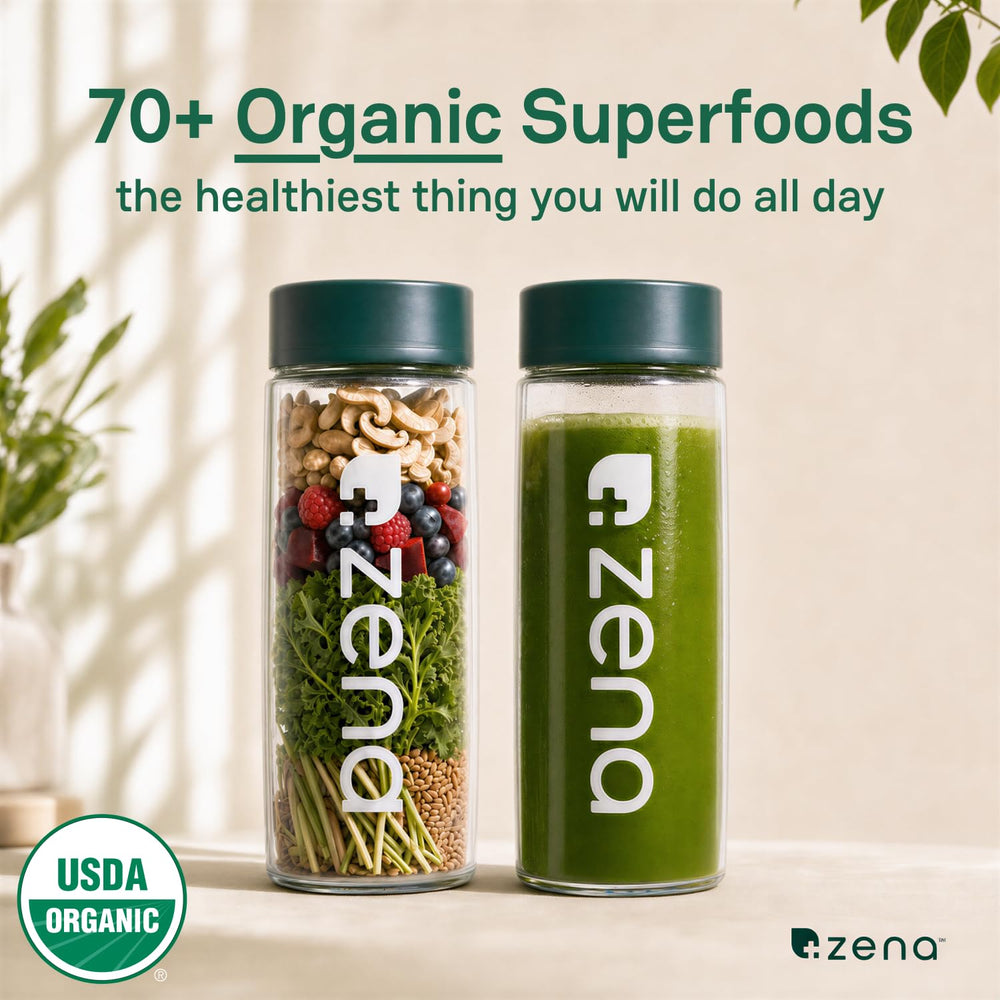 Zena Nutrition fiber-rich blend with 3 g per serving for fullness.