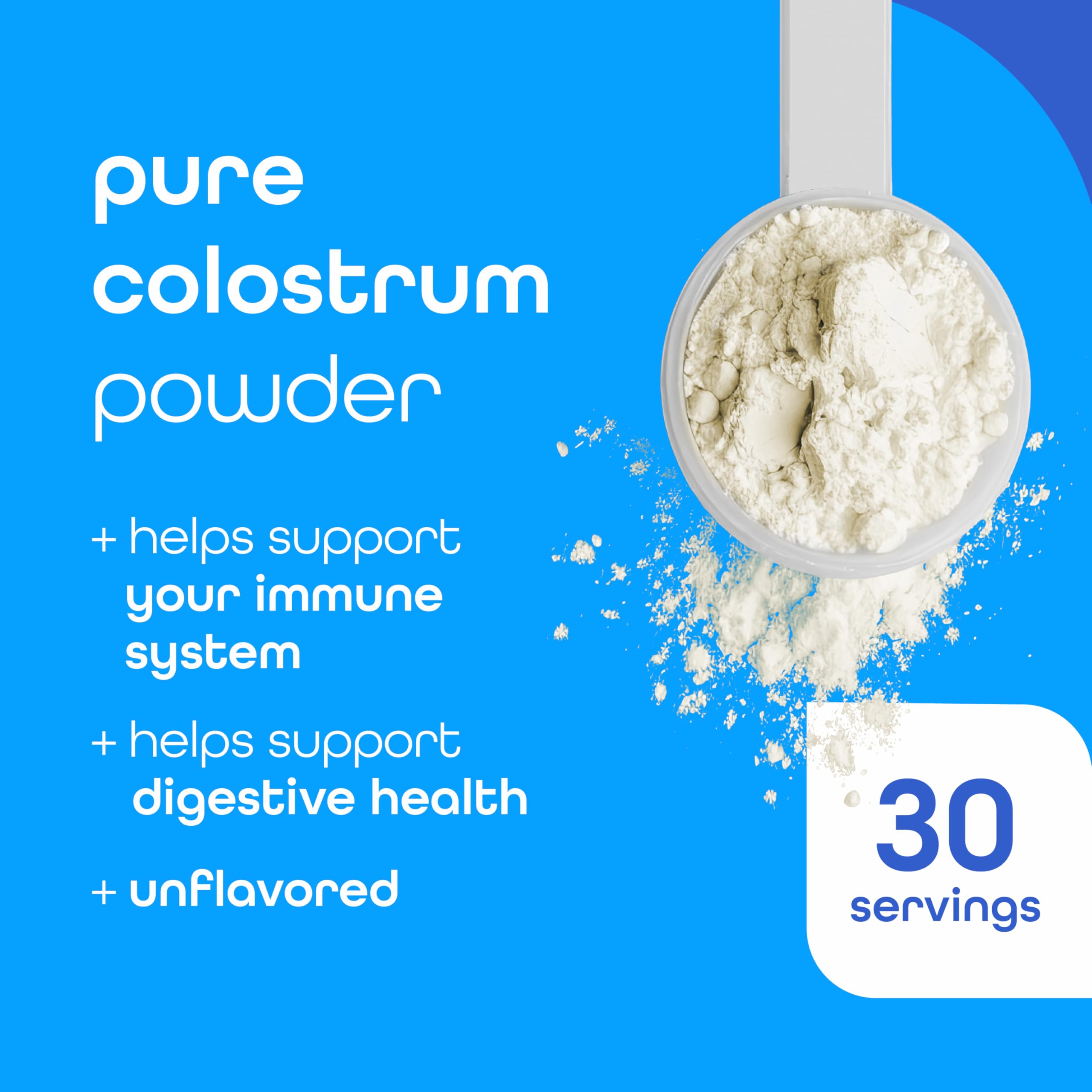 Zena Nutrition colostrum powder scoop ready for quick mixing.