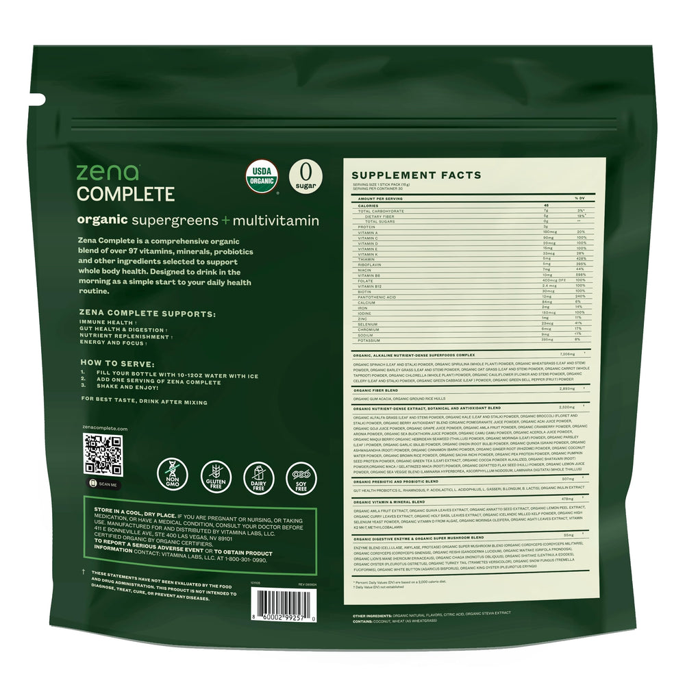 Zena Nutrition glass with green shake conveying a nutritious daily ritual