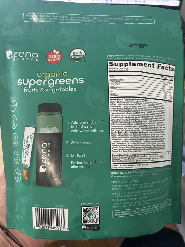 Zena Nutrition gluten-free and vegan-friendly greens powder for clean nutrition.