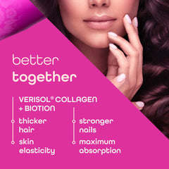 Close-up of Zena Nutrition liquid collagen label showing Verisol peptides and biotin