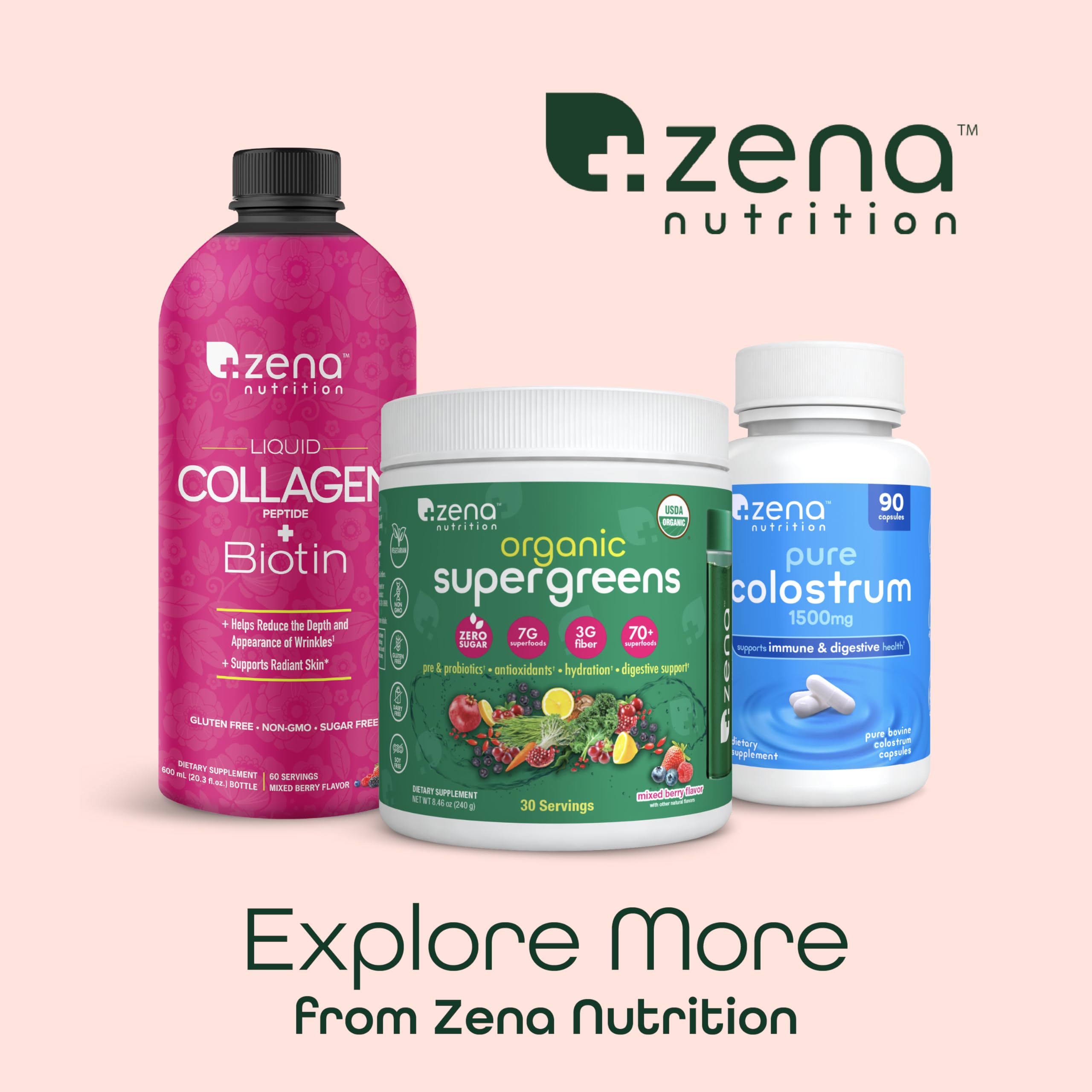 Packaging shows Type I & II collagen for skin and hair benefits