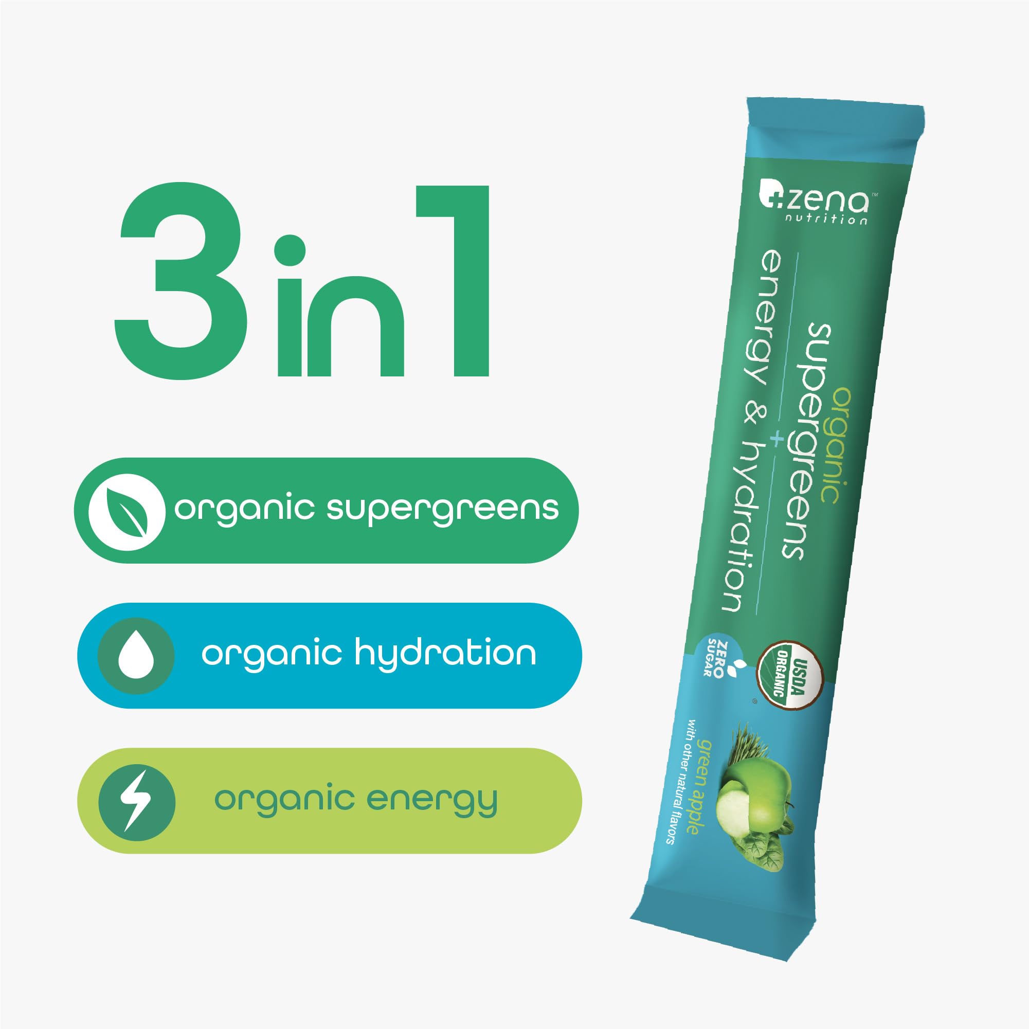 Zena Nutrition greens and fruits blend highlighting daily nourishment.
