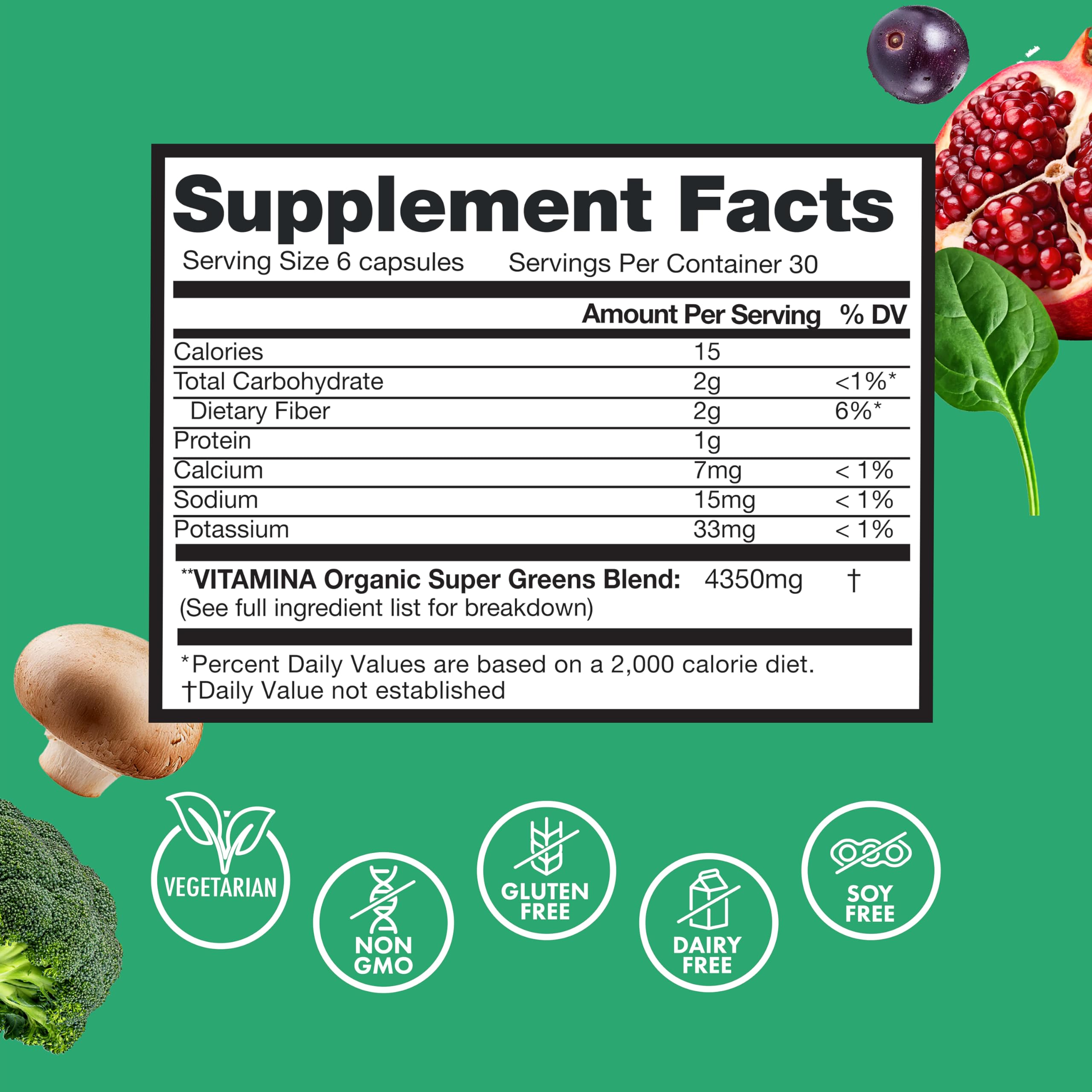 Zena Nutrition Organic Super Greens capsules in hand for on-the-go daily routine.