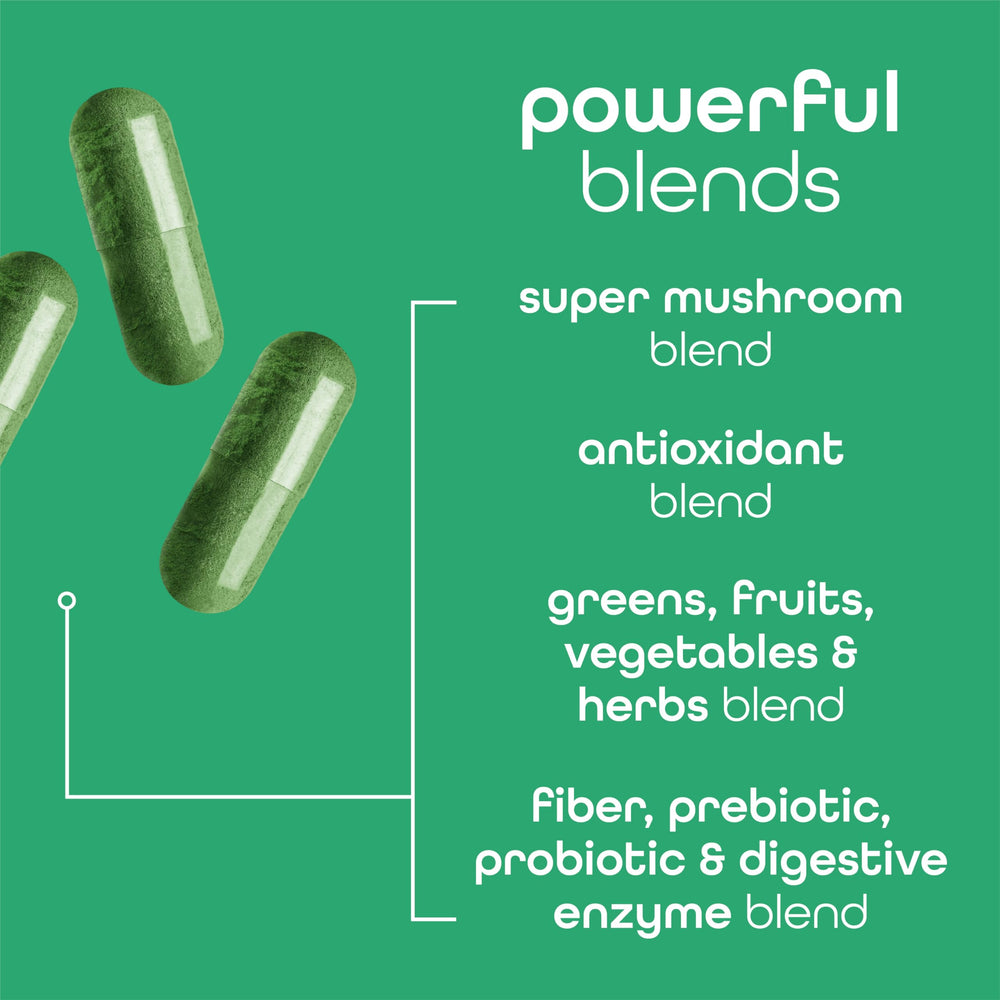 Zena Nutrition Organic Super Greens with digestive enzymes for easy digestion.