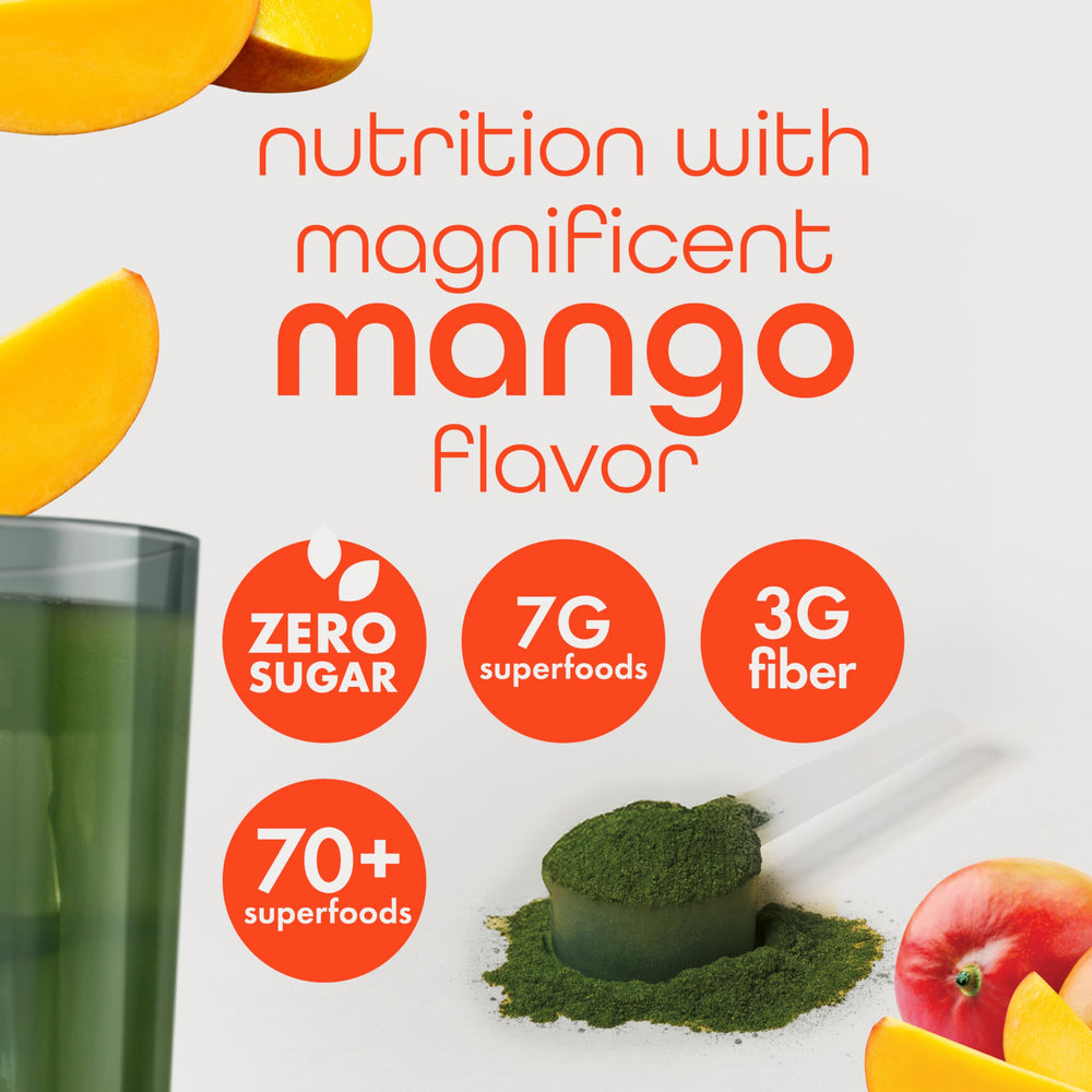 Zena Nutrition mango flavor packaging highlighting refreshing taste.