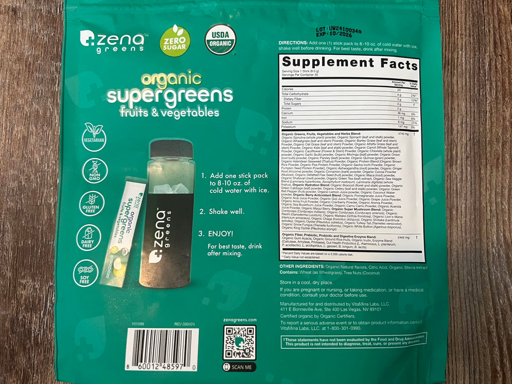 Zena Nutrition third-party tested for purity and potency assurance.