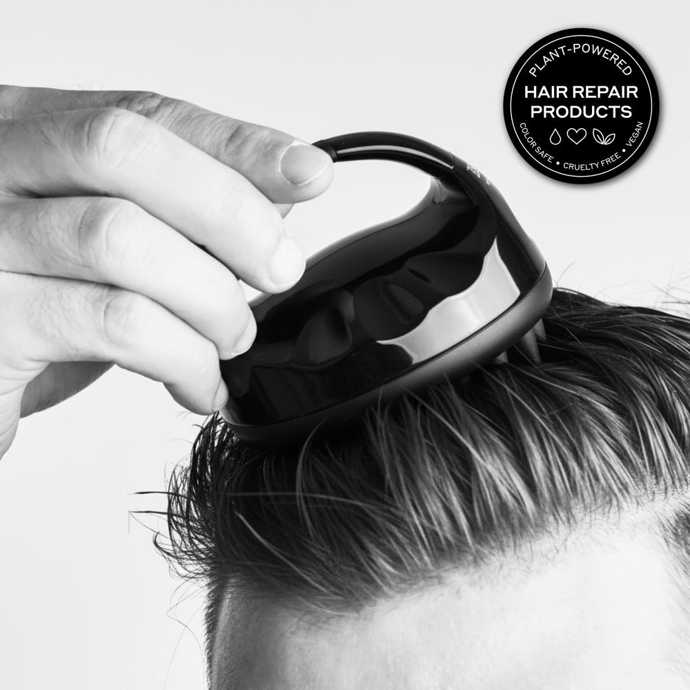 Zenagen scalp massager used in the shower for spa-like scalp care.
