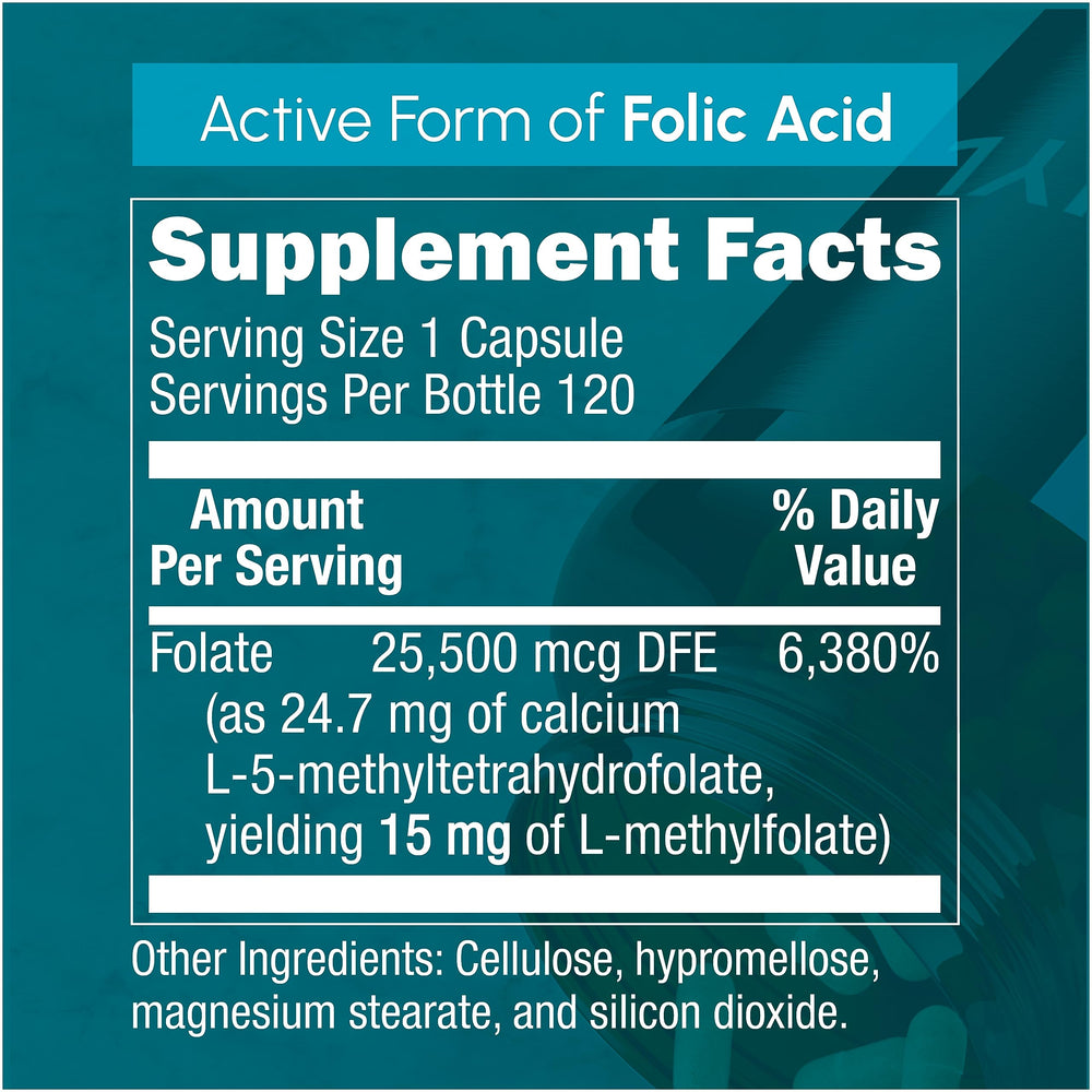 Zenavea L-Methylfolate 15mg capsules close-up highlighting vegan capsules
